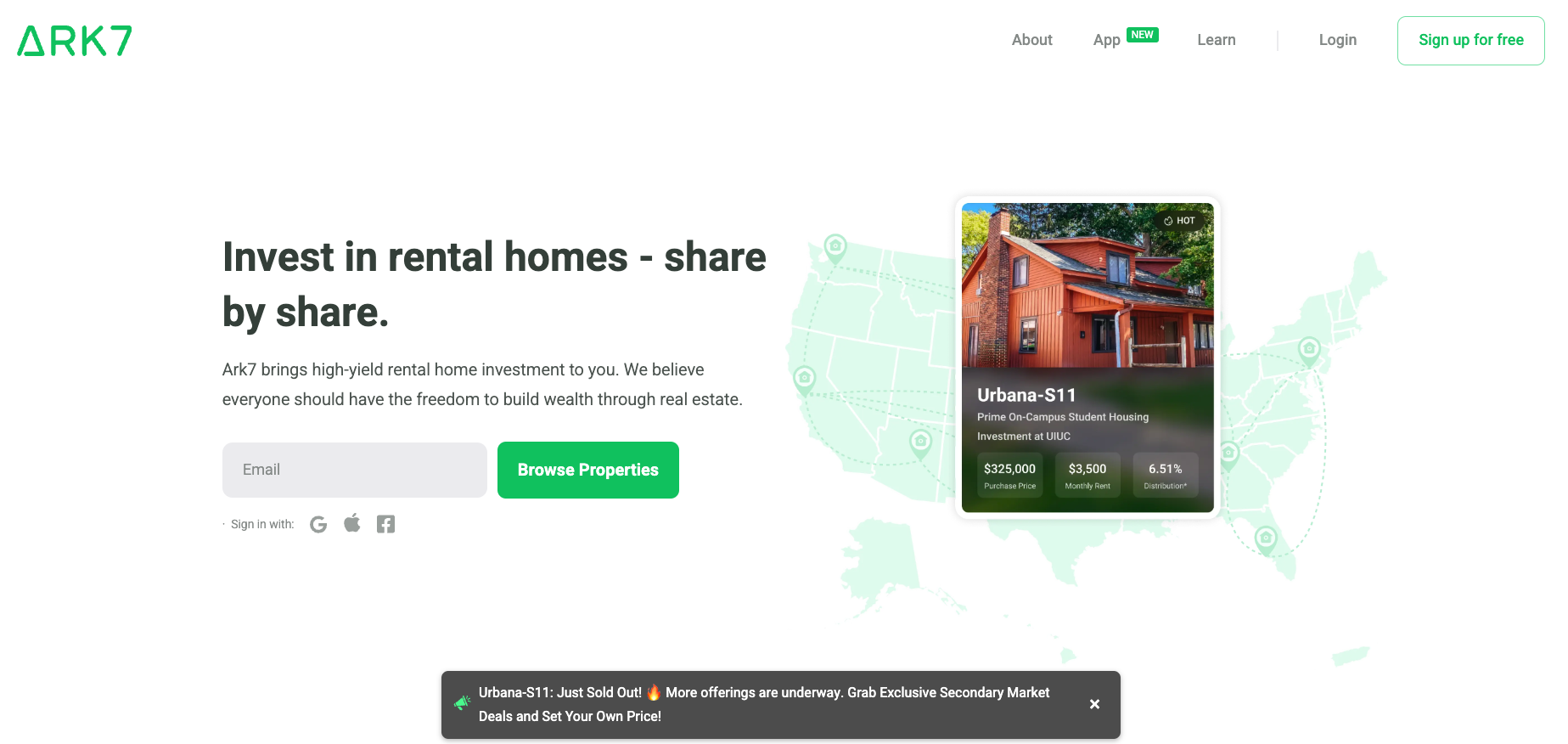 Ark7 homepage screenshot of ark7 homepage