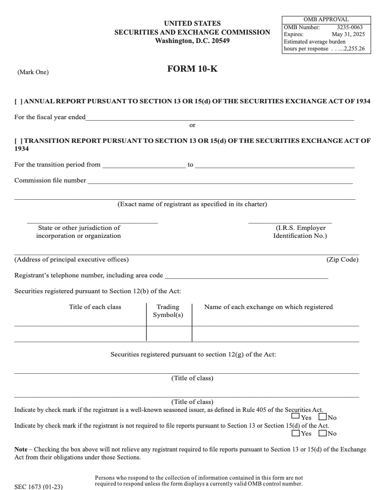 Form 10-k Blank Form 10-k Blank