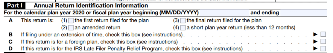 Form 5500-EZ Form 5500-EZ Part 1