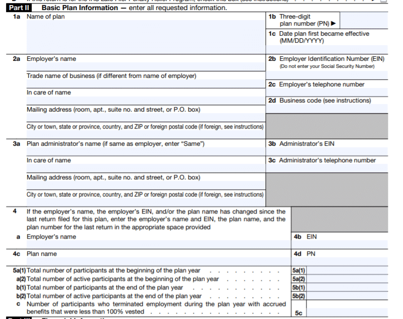 Form 5500-EZ Form 5500-EZ Part 2