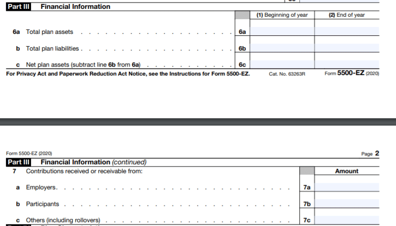 Form 5500-EZ From 5500 Part 3