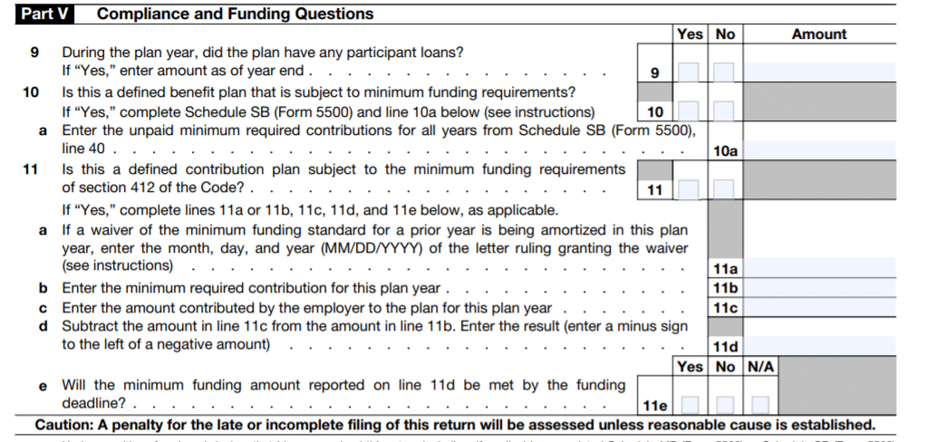 Form 5500-EZ Form 5500 Part 5