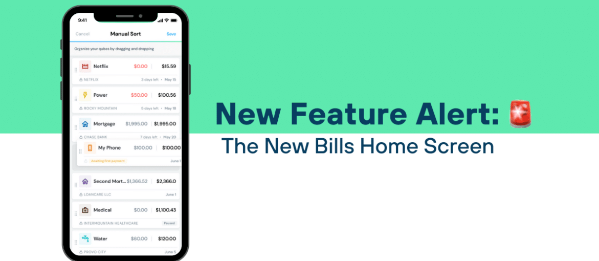 Qube Bills Home Screen Qube Bills Home Screen