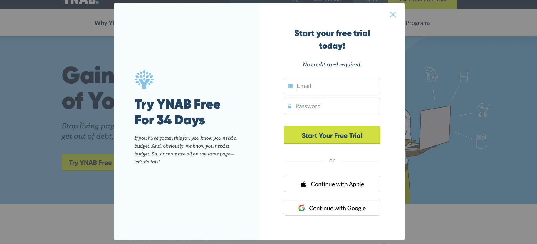 YNAB account opening process YNAB account opening process